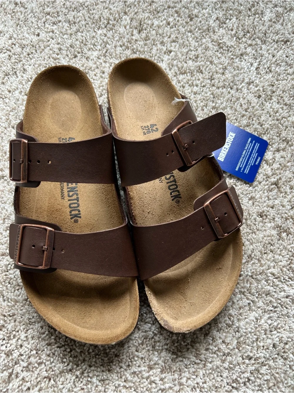 Birkenstock Men’s Two-Strap Buckle Sandals in Dark Brown
